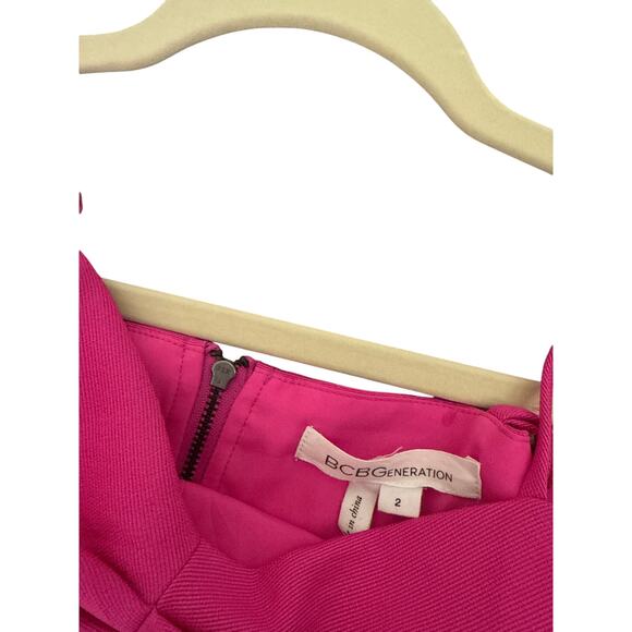 BCBGeneration Pink Barbie Chiffon Side Cut Out Asymmetrical Dress Size 2 - Picture 4 of 4